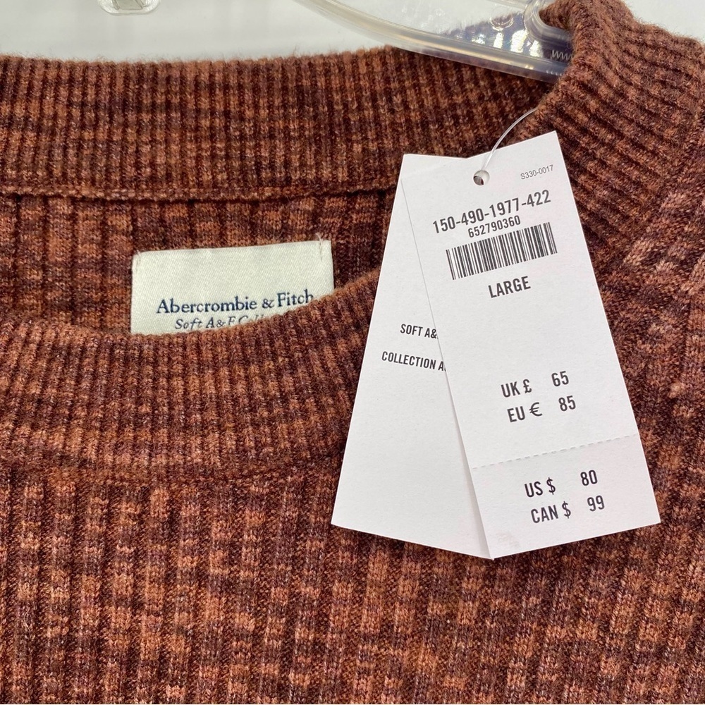 Abercrombie and Fitch Soft a & f ribbed oversized rust sweater size L - Picture 8 of 10